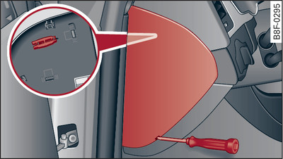 Cockpit links: Sicherungsdeckel